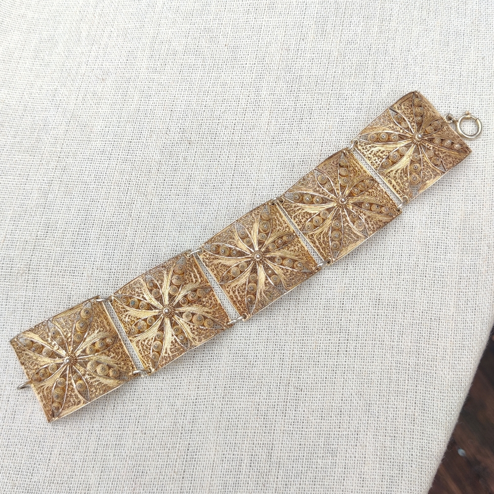 Antique 1920s French Sterling Intrinsic Filigree Bracelet View 6